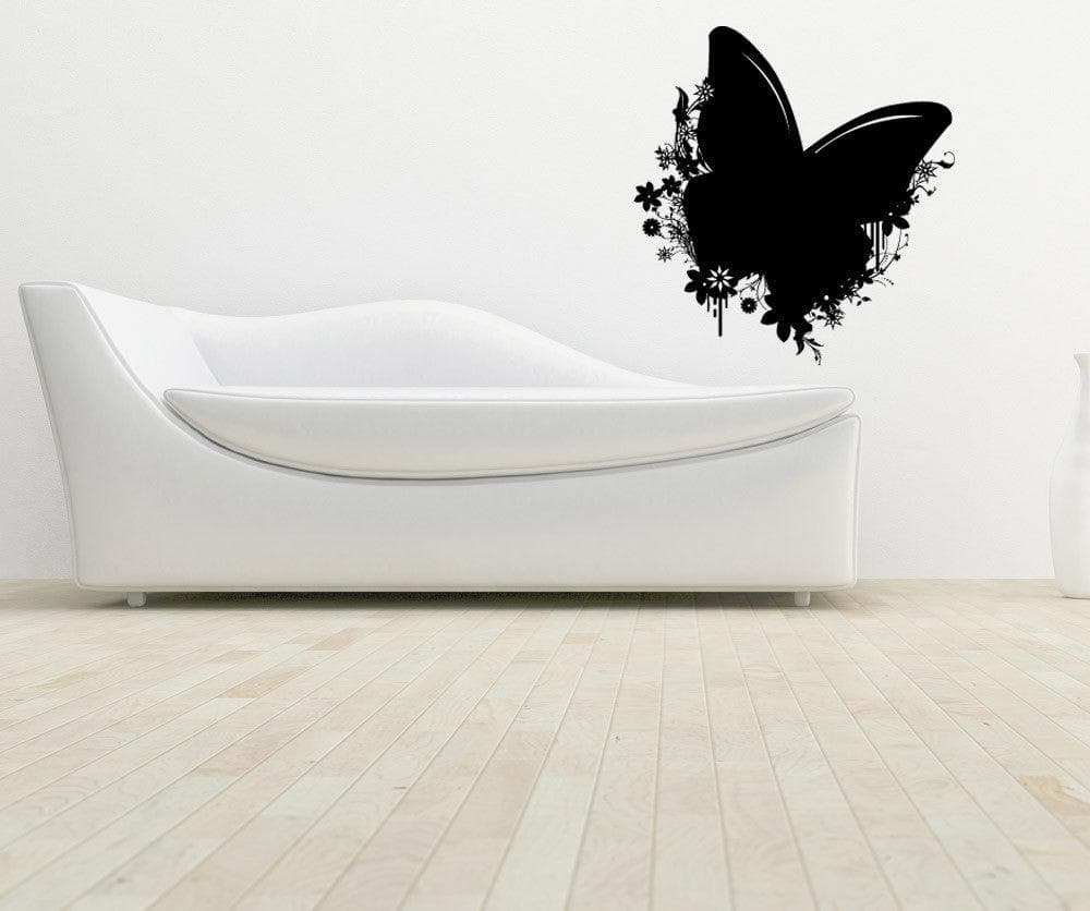 Vinyl Wall Decal Sticker Butterfly and Flowers #1148