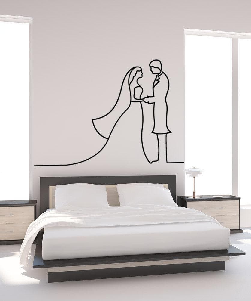 Vinyl Wall Decal Sticker Bride and Groom Line #1152