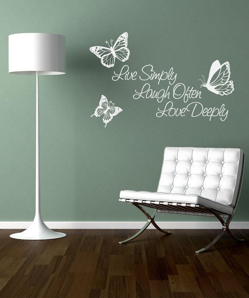 Inspirational Quote: "Live Simply, Laugh Often, Love Deeply" Vinyl Wall Decal Sticker. #1166