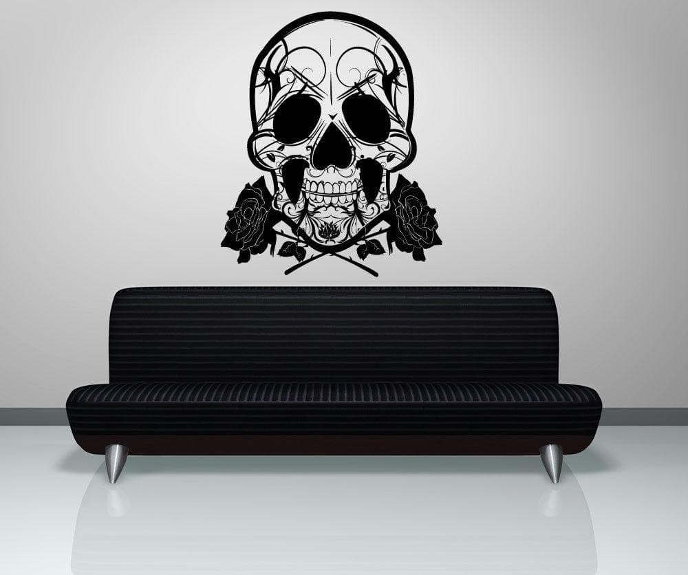 Skull and Roses Vinyl Wall Decal Sticker. #1167