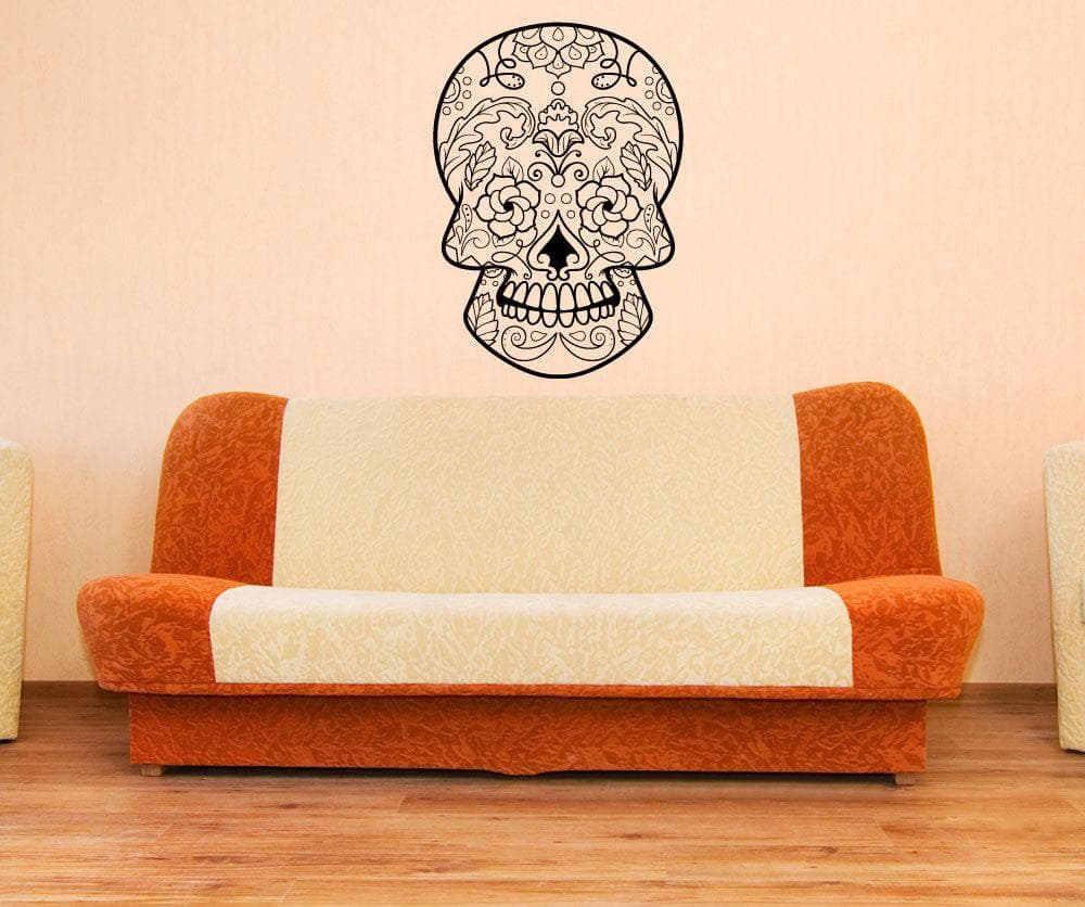 Vinyl Wall Decal Sticker Floral Sugar Skull #1176