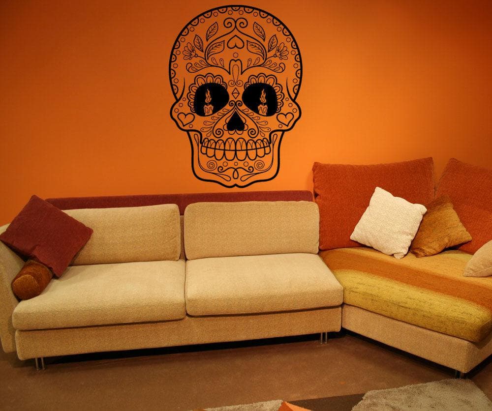 Vinyl Wall Decal Sticker Candles Sugar Skull #1180