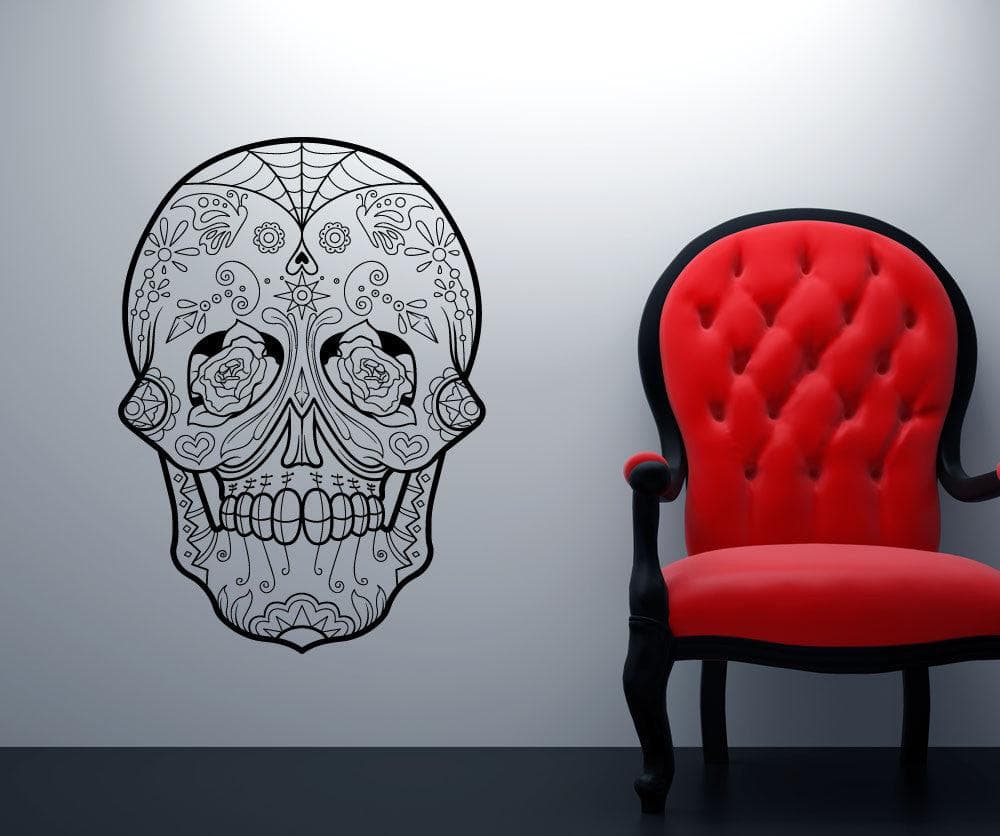 Vinyl Wall Decal Sticker Roses Sugar Skull #1181