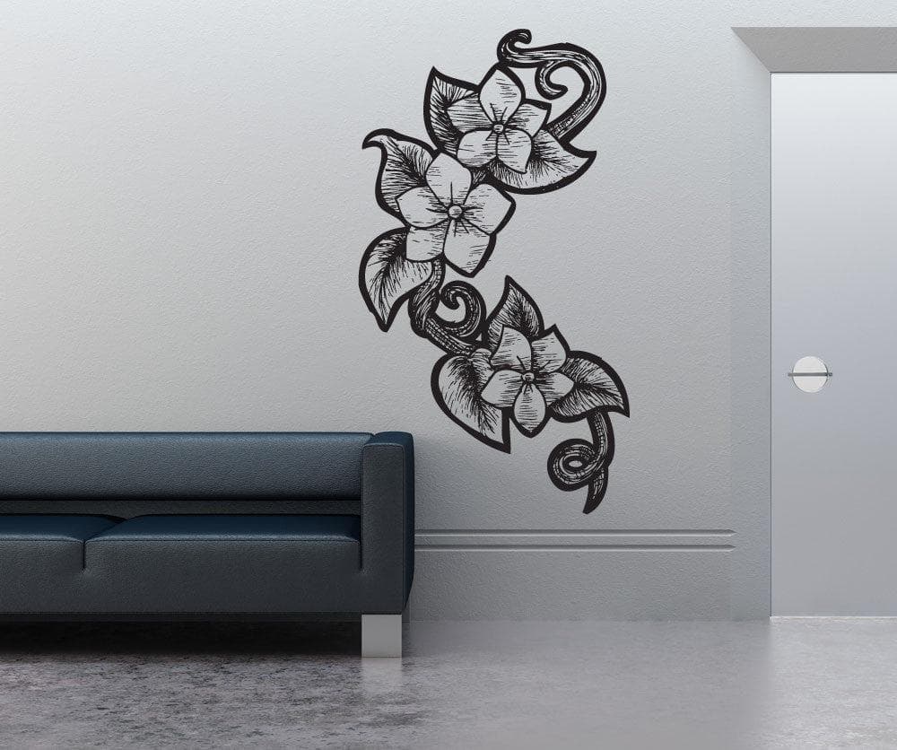Vinyl Wall Decal Sticker Wood Burn Floral Vine #1189