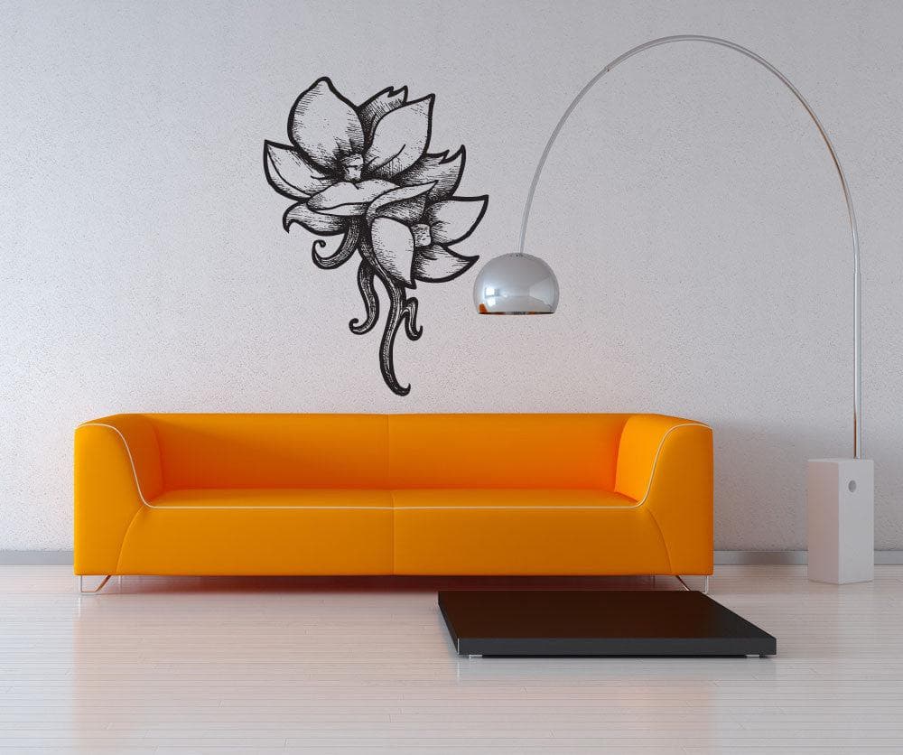 Vinyl Wall Decal Sticker Wood Burn Tropical Flowers #1191