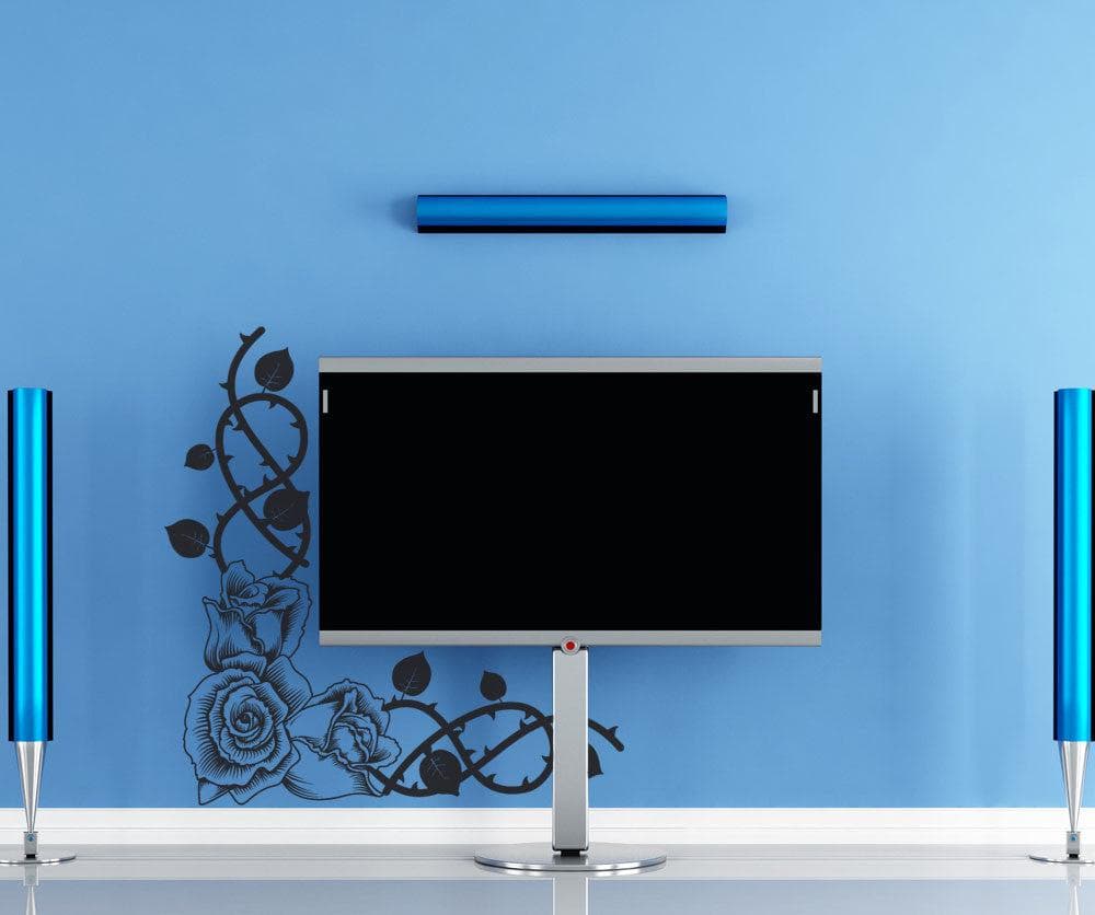 Vinyl Wall Decal Sticker Rose Corner #1199