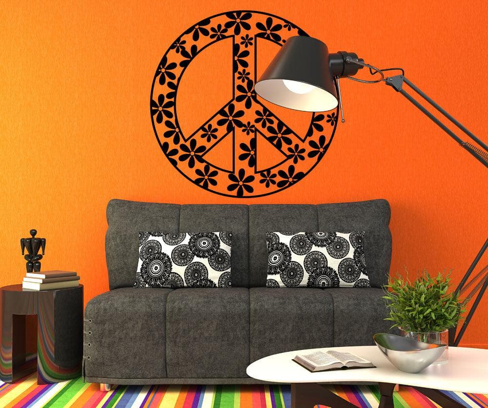 Vinyl Wall Decal Sticker Flower Peace Sign #1204
