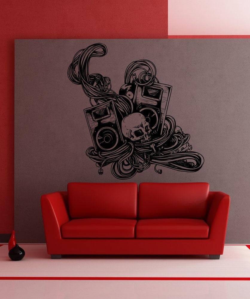 Vinyl Wall Decal Sticker Skull and Speakers #1215
