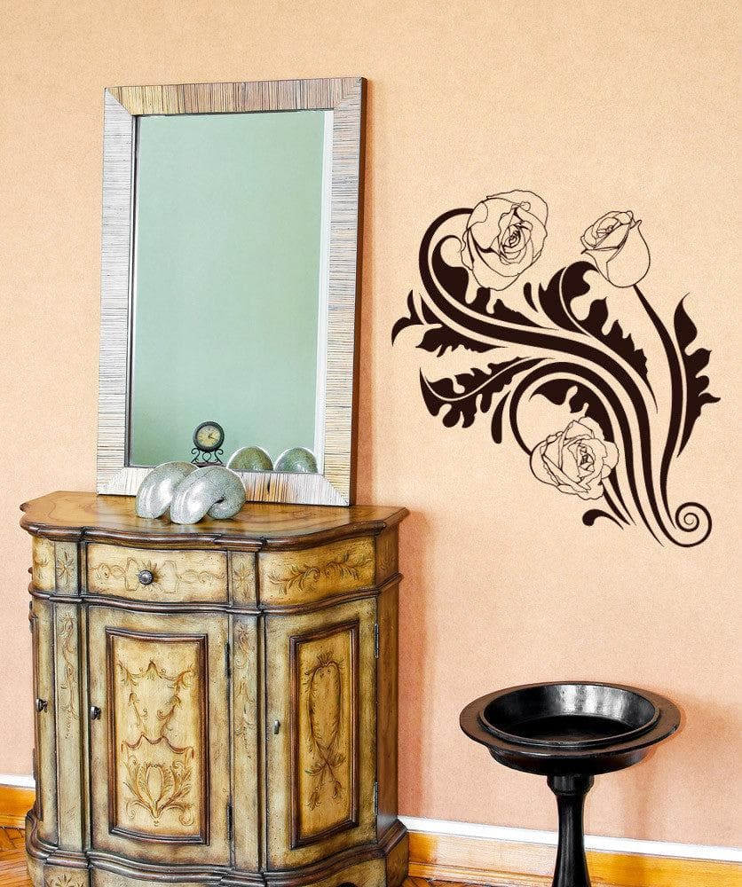 Vinyl Wall Decal Sticker Tribal Roses #1238