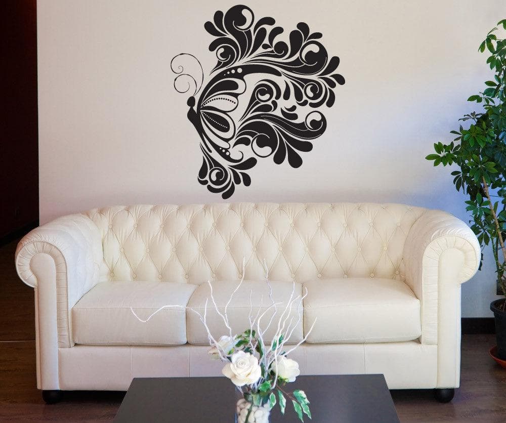 Vinyl Wall Decal Sticker Floral Butterfly Flare #1260