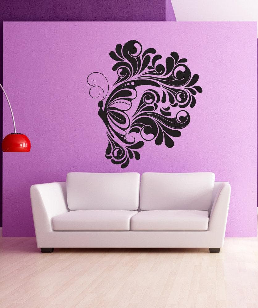 Vinyl Wall Decal Sticker Floral Butterfly Flare #1260