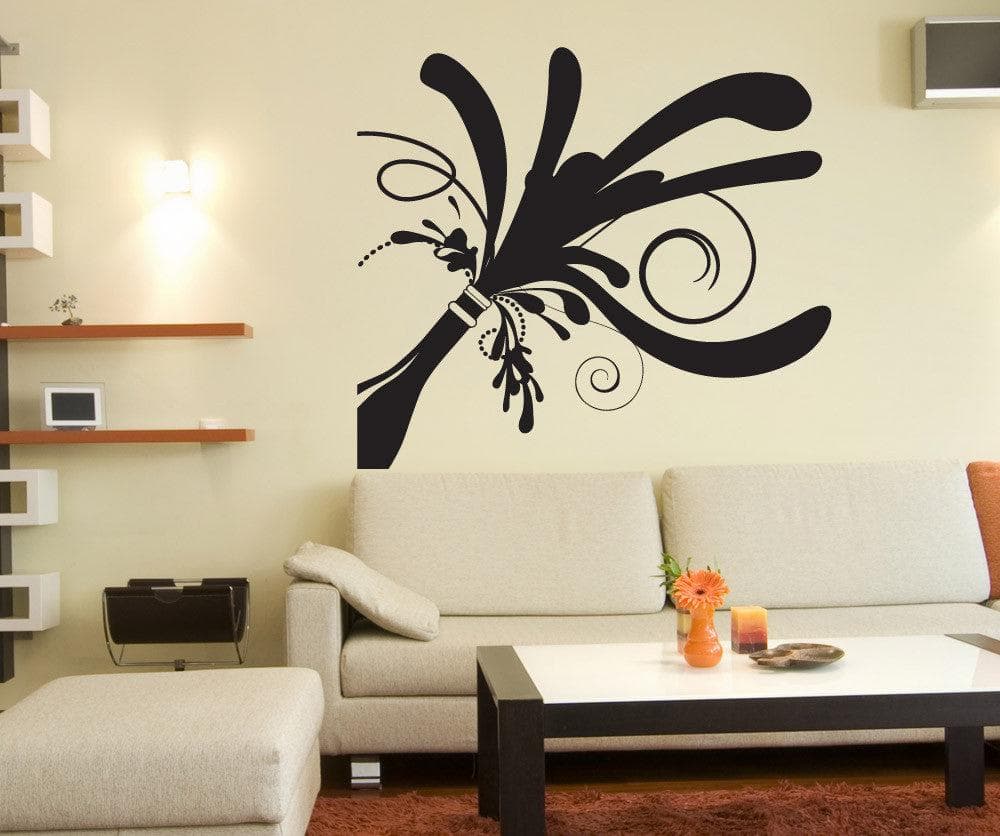 Champagne Bottle Pop Vinyl Wall Decal Sticker. #1261