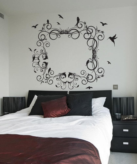 Picture Frame Wall Decor. Flying Birds around Frame Wall Decal Sticker. #1268