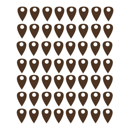 Matte brown pins on a white background.