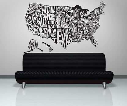 United States of America Map Vinyl Wall Decal Sticker. #1275