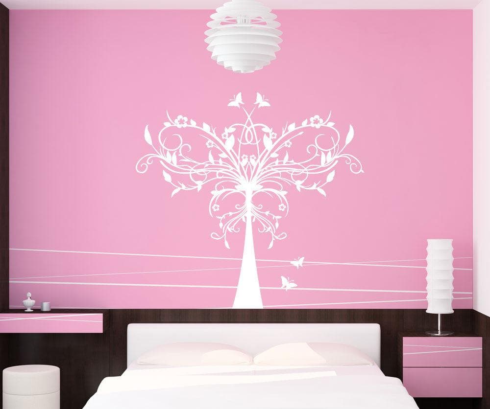 Vinyl Wall Decal Sticker Butterfly Vine Tree #1291