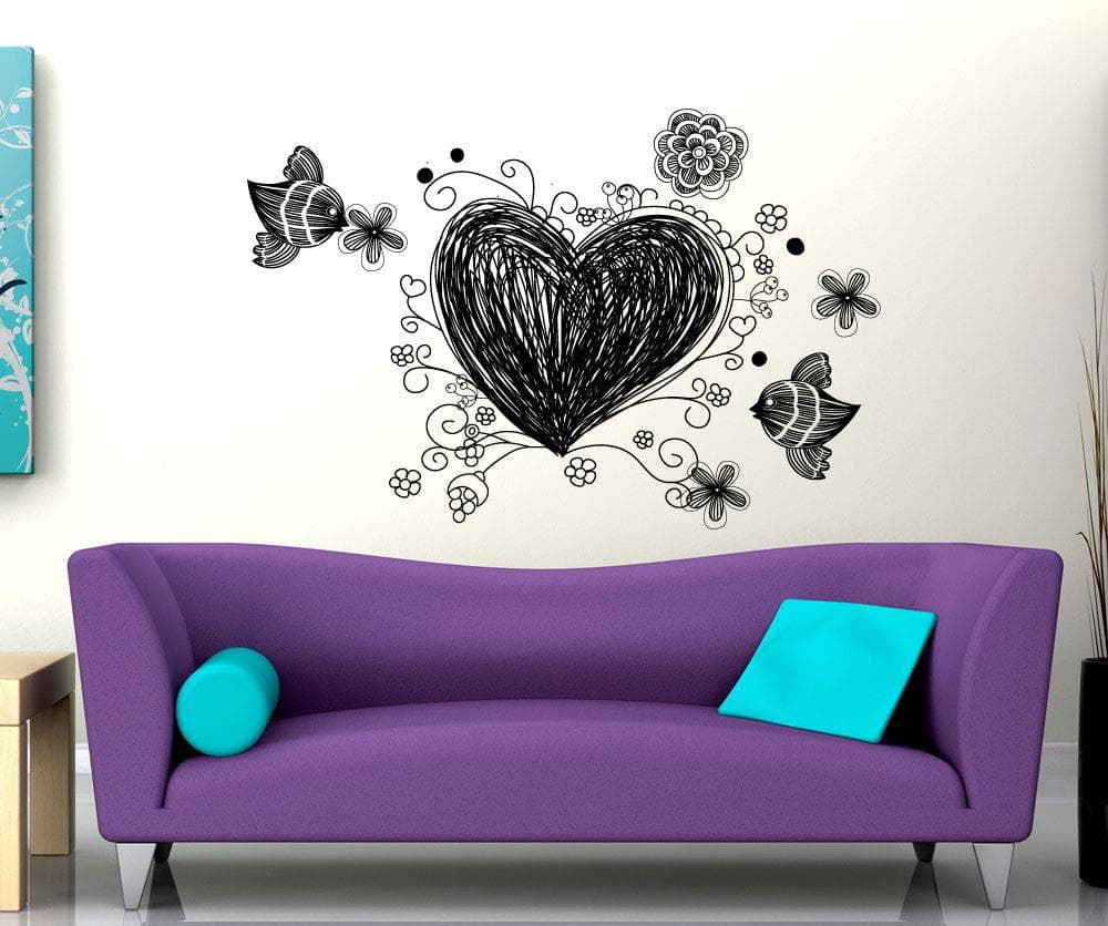 Vinyl Wall Decal Sticker Doodle Heart #1344