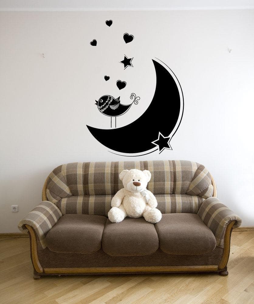 Vinyl Wall Decal Sticker Bird on the Moon #1346