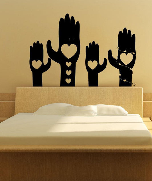 Vinyl Wall Decal Sticker Hands with Hearts #1350