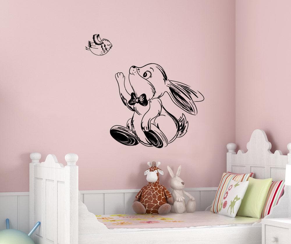 Vinyl Wall Decal Sticker Happy Bunny and Bird #1351