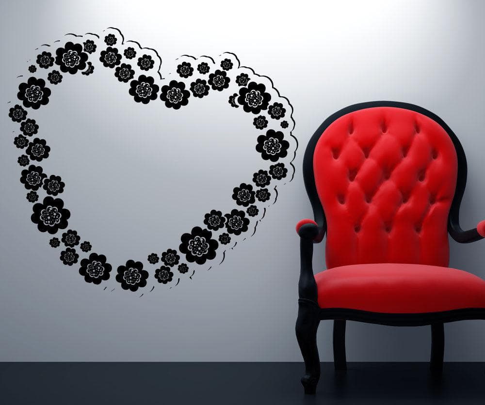 Vinyl Wall Decal Sticker Heart Flower Bouquet #1354