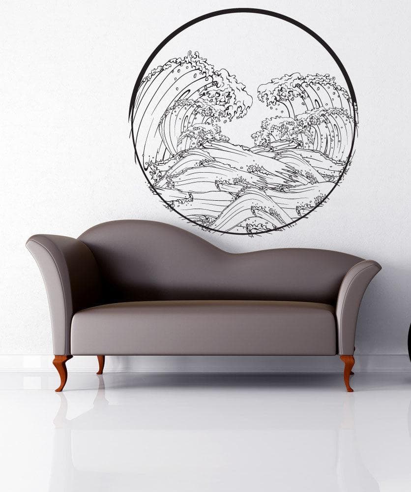 Great Wave Japanese Wave Circle Vinyl Wall Decal Sticker. #1364