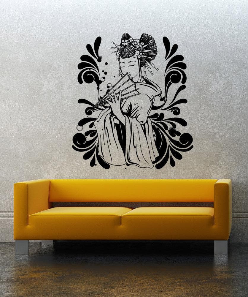 Japanese Geisha with a Fan Wall Decal. #1366