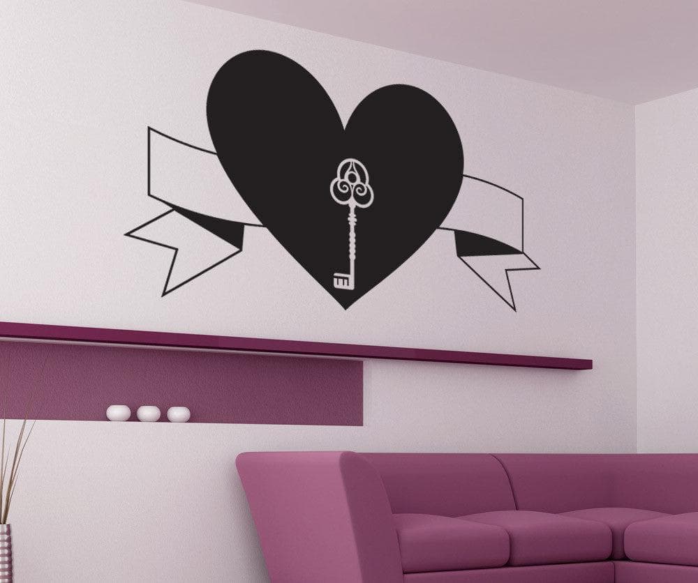Vinyl Wall Decal Sticker Key In Heart #1434