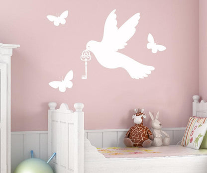 Vinyl Wall Decal Sticker Dove With Key #1435