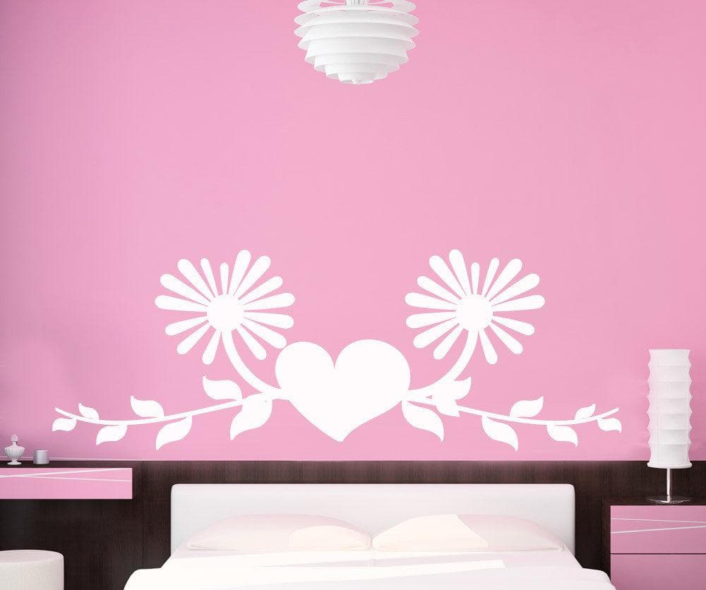 Vinyl Wall Decal Sticker Heart With Vines and Flowers #1436