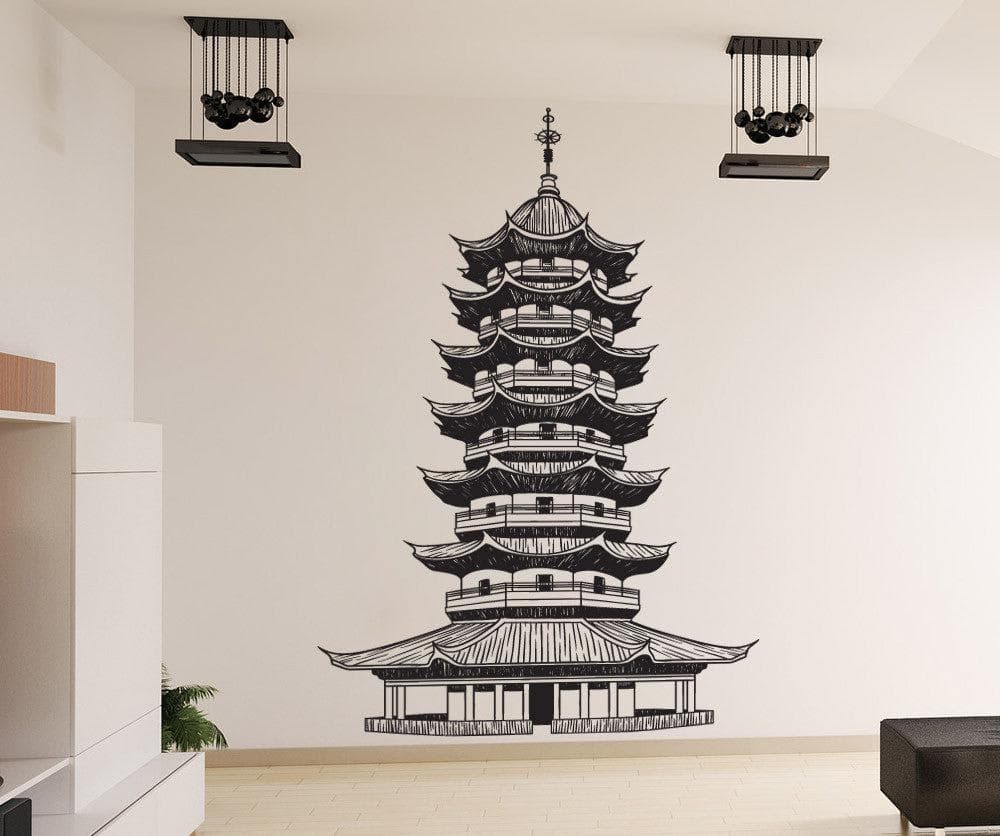 Japanese Pagoda Vinyl Wall Decal Sticker. Japanese Theme Room. #1439