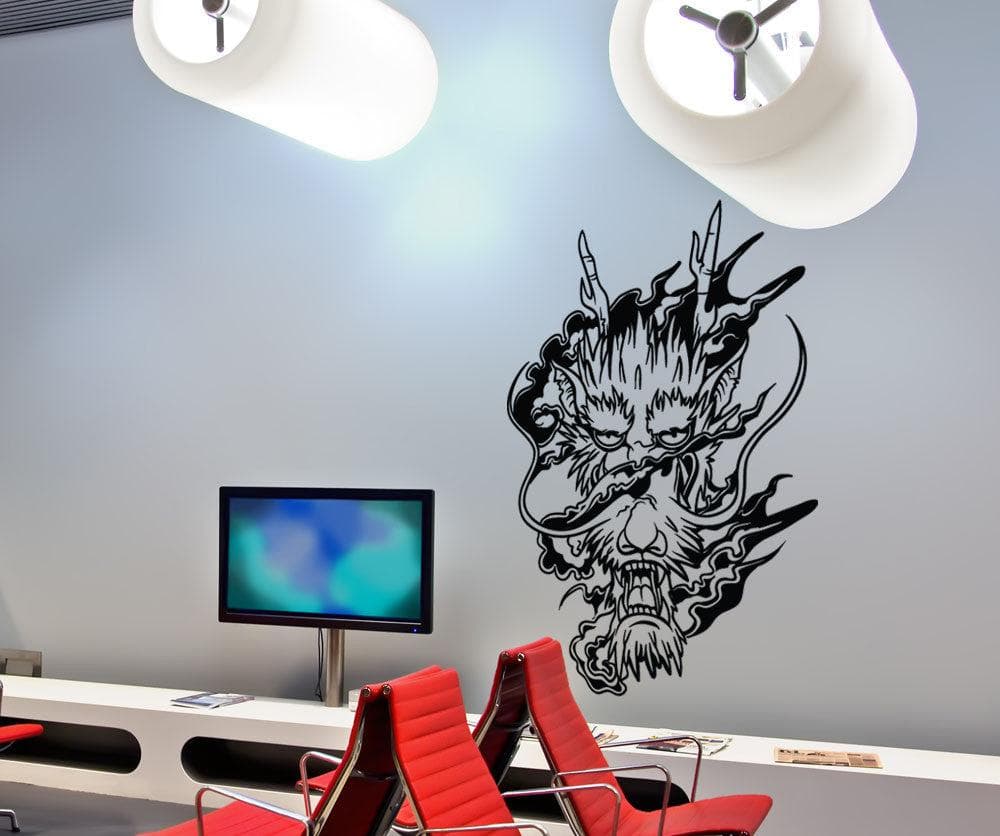 Vinyl Wall Decal Sticker Smoke Dragon Head #1444