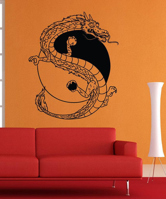 Vinyl Wall Decal Sticker Dragon Yin Yang #1462