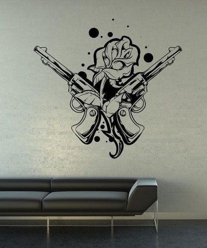 Vinyl Wall Decal Sticker Rose and Guns Tattoo #1466