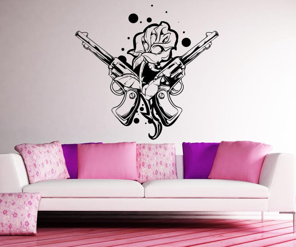 Vinyl Wall Decal Sticker Rose and Guns Tattoo #1466