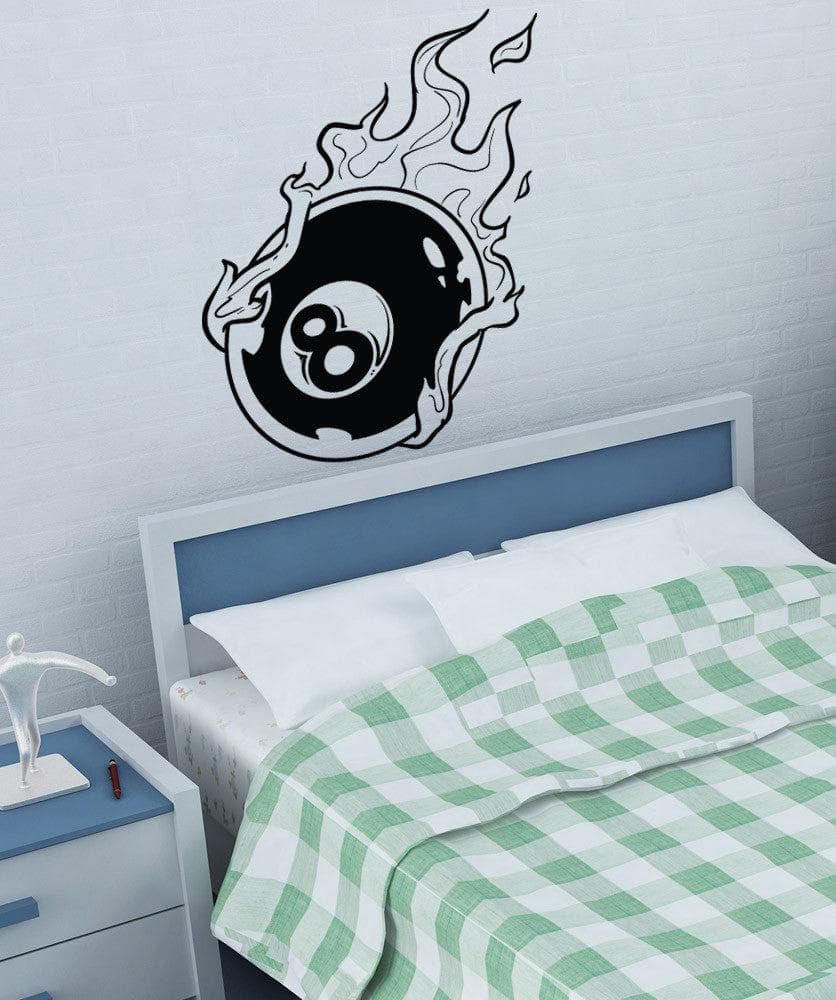 Vinyl Wall Decal Sticker Flaming 8 Ball #1487