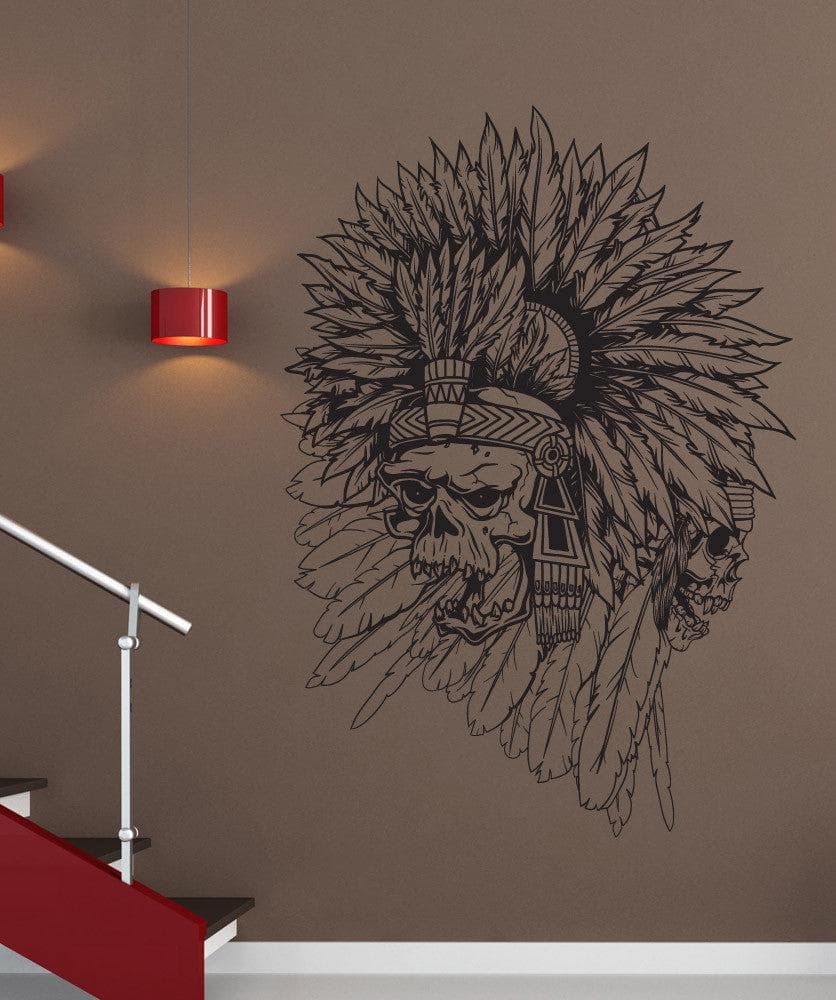 Vinyl Wall Decal Sticker Aztec Indian Skulls #1491