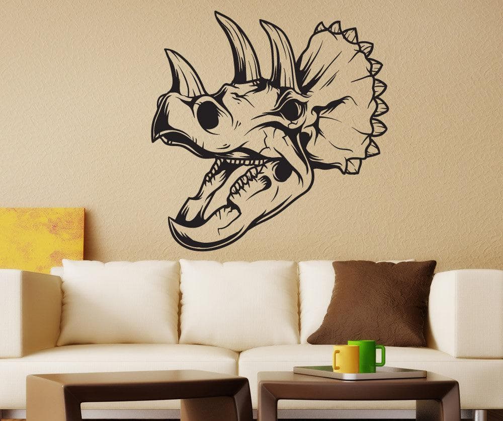Vinyl Wall Decal Sticker Triceratops Skull #1493