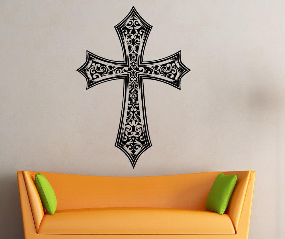 Vinyl Wall Decal Sticker Detailed Cross #1495