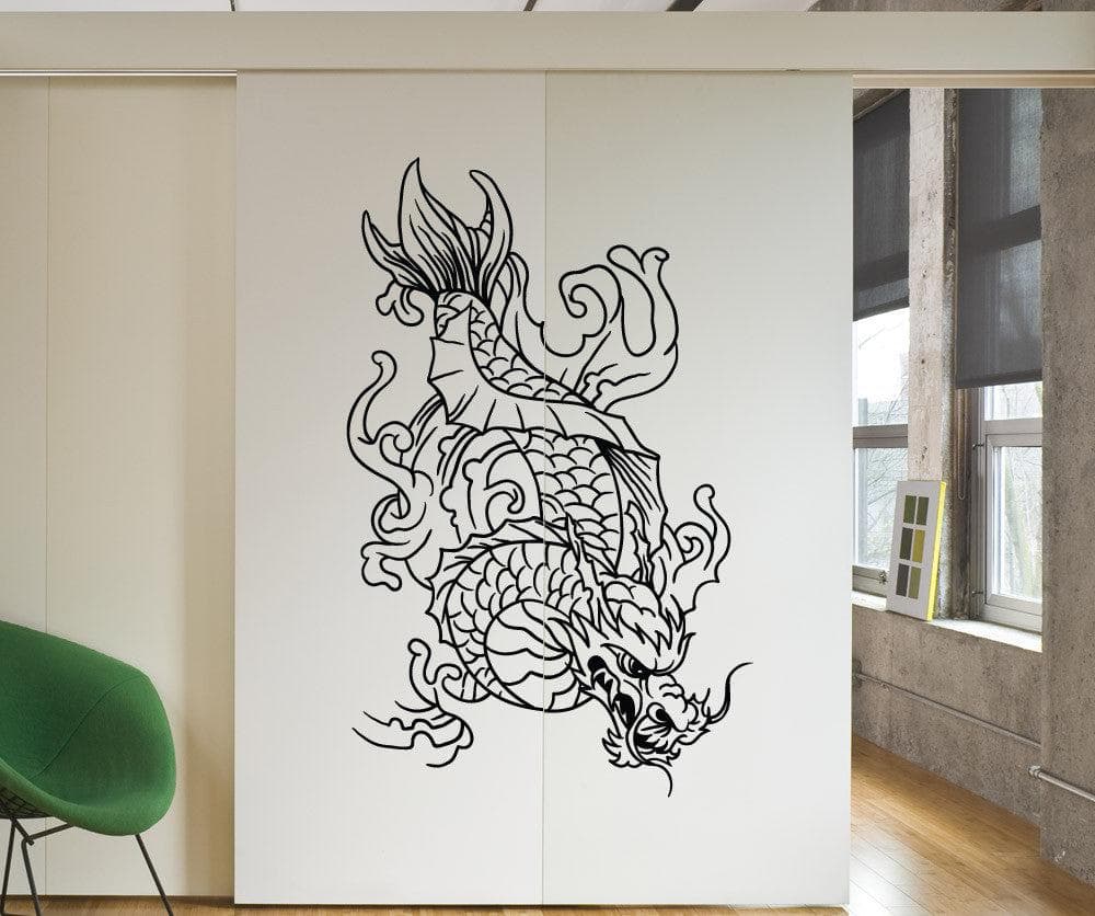 Vinyl Wall Decal Sticker Dragon Koi Fish #1499