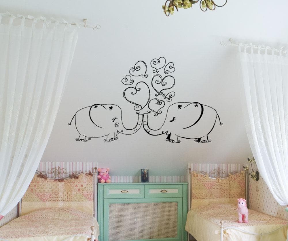 Vinyl Wall Decal Sticker Elephants In Love #1517