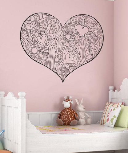 Vinyl Wall Decal Sticker Floral Heart #1519