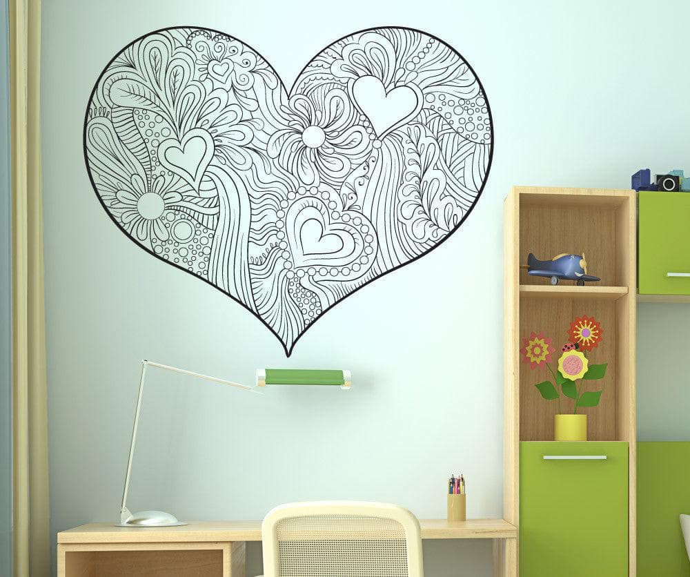Vinyl Wall Decal Sticker Floral Heart #1519