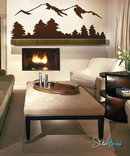 Snow Mountain View Wall Decal Sticker. Includes Forest Landscape. #194