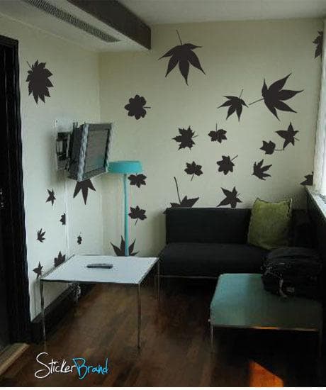 Vinyl Wall Decal Sticker Big Autumn Tree Leaves Falling #243