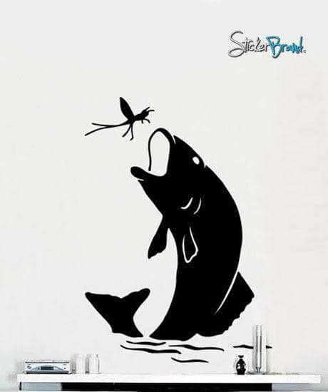 Fisherman Wallpaper Bass Fishing Wall Decal. Great Outdoor Home Decor. #248