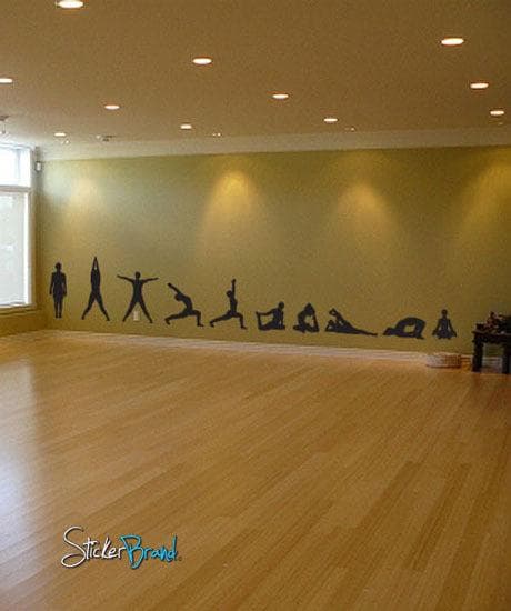 10 Yoga Poses Silhouette Position Wall Decal. Great for Yoga Studio or Home. #267