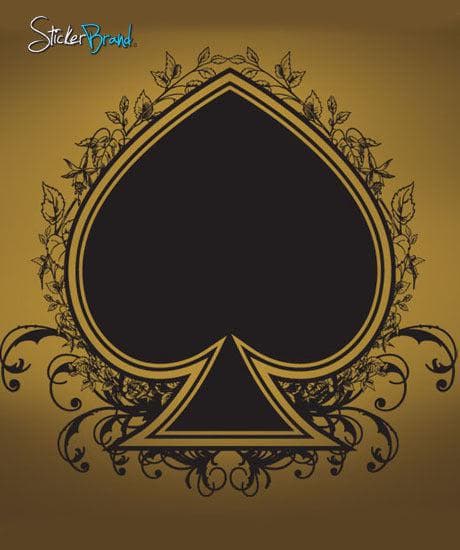 Vinyl Wall Decal Sticker Playing Cards Spade with Floral Swirls #336