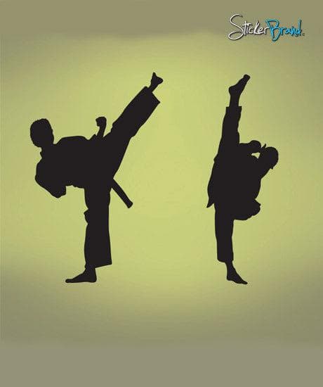 Dual Karate High Kick Wall Decal Sticker. 6ft Tall #352