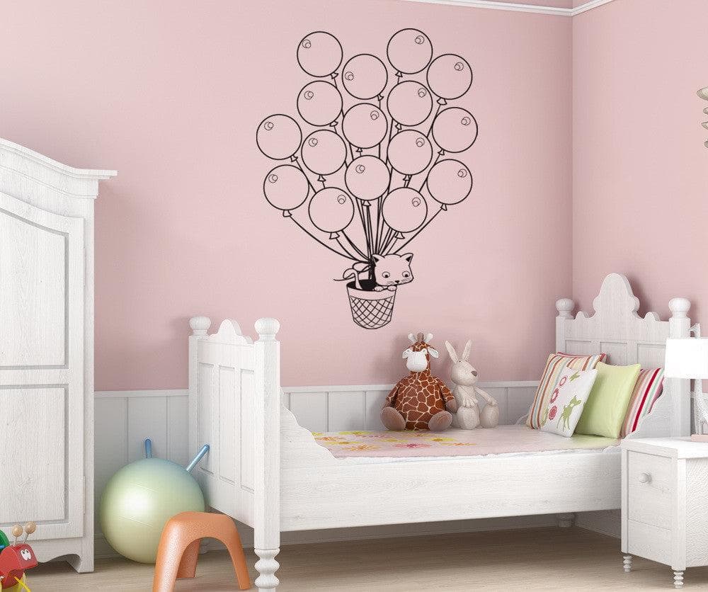 Vinyl Wall Decal Sticker Balloons with Cat #OS_DC267